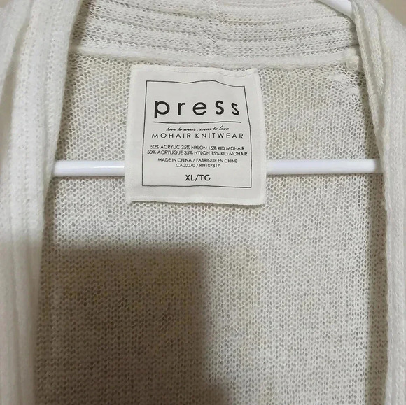 Press Mohair Knitwear Cardigan Sweater Women's Size XL Light Knit Cream Long - Picture 4 of 6